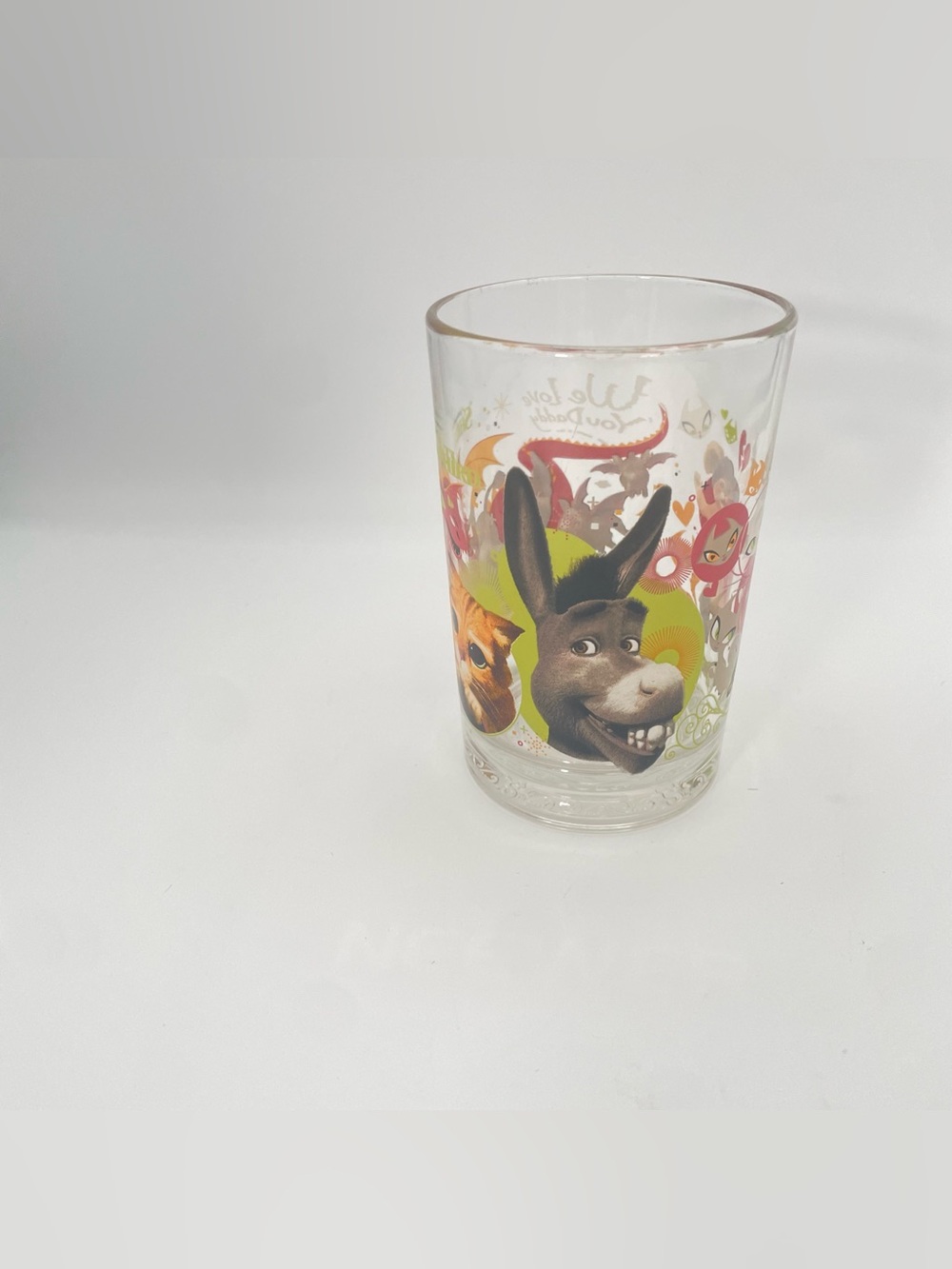 McDonald’s Shrek the Third Drinking Glass Donkey Puss in Boots Movie Cup